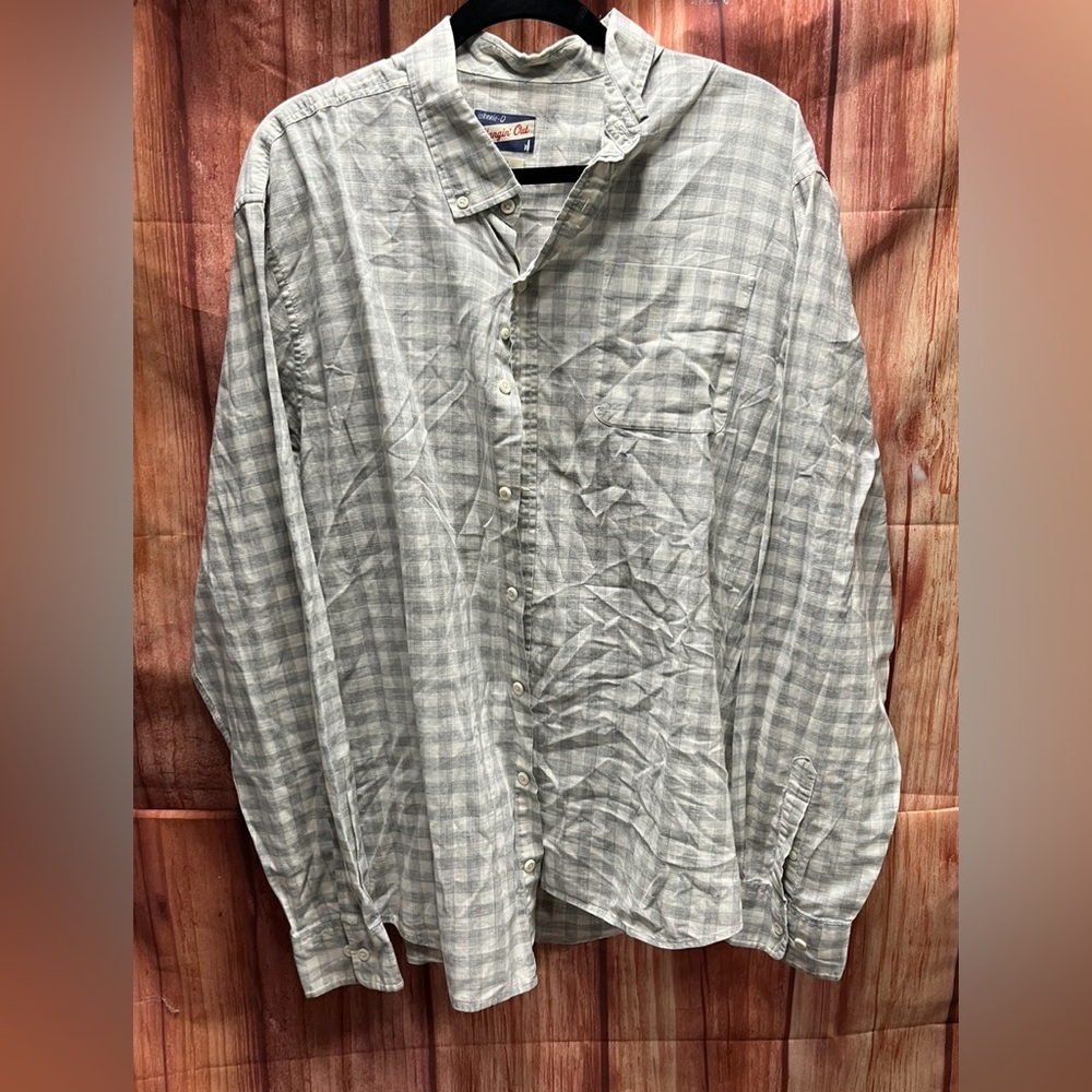 Johnnie- O‎ long sleeve checked shirt grey white mens XL